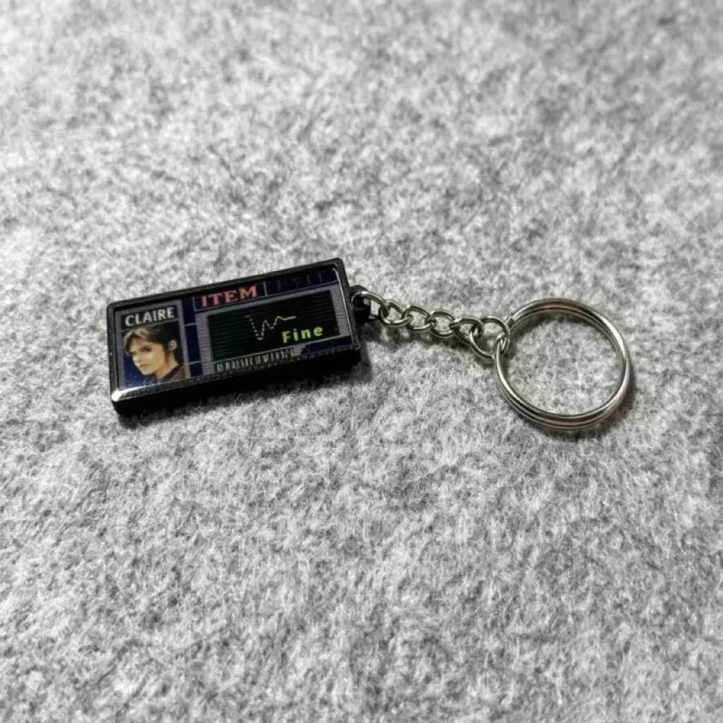 Resident Evil 2 Keychain: PS1 Game, Claire FINE Health Status Bar Gamer Gift, Nostalgic Keychain