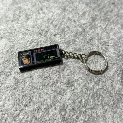 Resident Evil 2 Keychain: PS1 Game, Claire FINE Health Status Bar Gamer Gift, Nostalgic Keychain