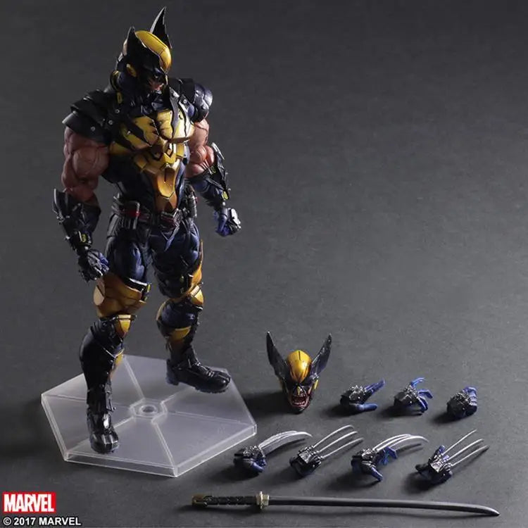 Iron Man, War Machine, Spider-Man, Captain America, Black Panther. Marvel action figures.