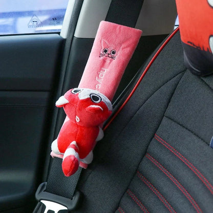1Pcs Cute Cartoon Animal Plush Car Seat Belt Cover - Soft Comfortable Shoulder Protector Pad for Auto Interior