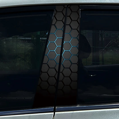 2PCS Textured Honeycomb Blue B-Pillar Car Stickers Waterproof Anti Scratch Vinyl Decals  Universal Styling Accessories