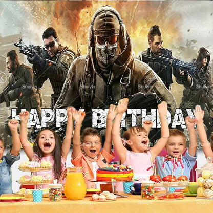 Call of Duty Theme Backdrop Kids Birthday Decorations Party Supplies Banner Poster Stimulating Game Boys Favor Gifts Photo Props
