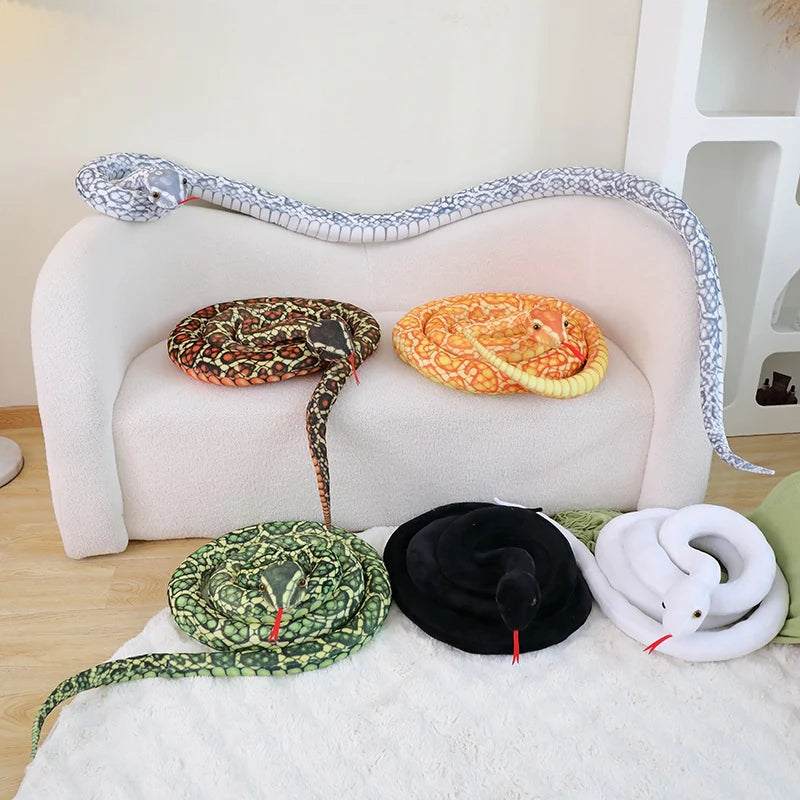 110-310cm Simulation Python Boa Plush Doll Reptile White Green Silver Black Beautiful Pattern Snake Plush Doll Home Decoration