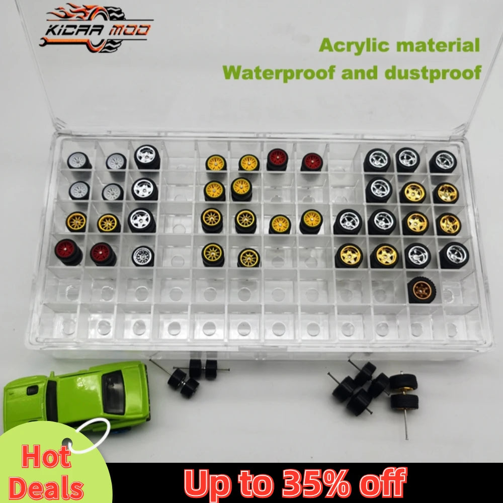 Acrylic Display Storage Box For 1/64 Model Car Wheel Hubs MINIGT Matchbox Tomica Wheels Model Hobby Collection