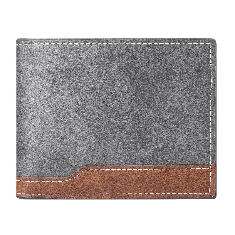 New PU Leather Men's Short Wallet Two Fold Design, Black/Coffee Retro Style, Coin Purse with ID Card Holder, Suitable for Men