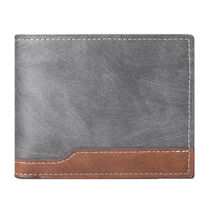 New PU Leather Men's Short Wallet Two Fold Design, Black/Coffee Retro Style, Coin Purse with ID Card Holder, Suitable for Men