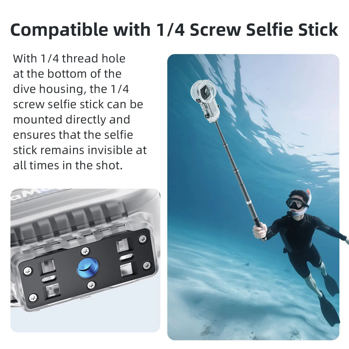AMagisn Waterproof Case for Insta360 X5 - 60m Depth Invisible Dive Housing for X5 Accessories
