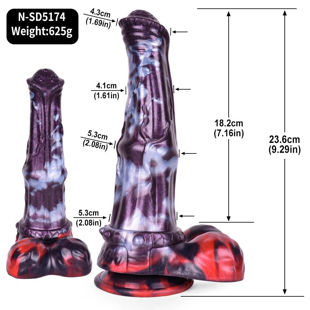 FAAK Colorful Silicone Ribbed Fantasy Horse Knot Dildo with Suction Cup Anal Sex Toys Soft Girthy Huge Fake Penis for Women