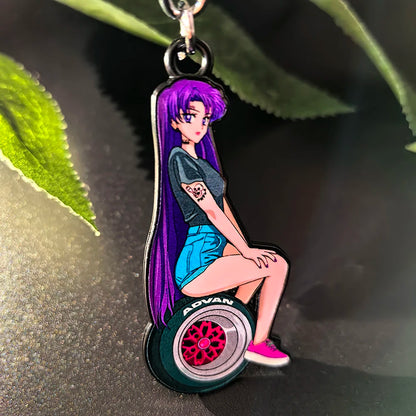 JDM Style Key Chain Sexy Girl 3D Metal Zinc Alloy Keychain Holder Car Motorcycle Key Ring Pendant Wheel Auto Accessories Gift