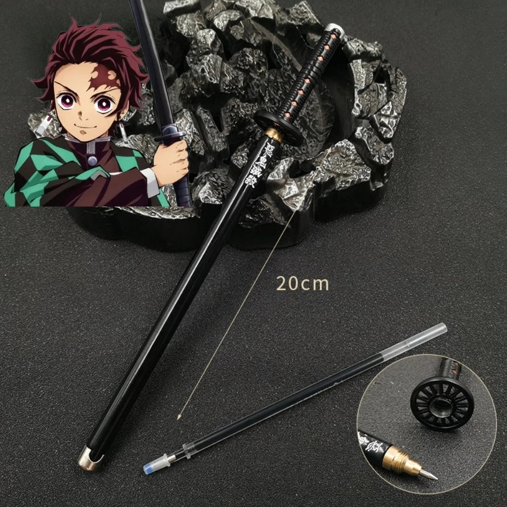 Anime Demon Slayer Nichirin Sword Katana Pen Kimetsu No Yaiba Giyu Refillable Gel Pen for Anime Fans Collection School Supplies