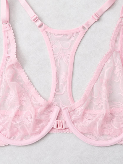 Front Button Women's Bra Lace Sheers Unpadded Sexy Lingerie BH Tops Flower Knitting Brassiere Underwire Underwear Plus Size Bras