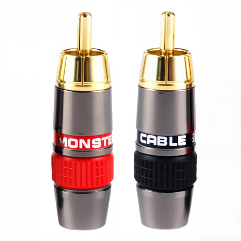 2/4/8/PCS Gold-Plated Monster Copper RCA Male Plug Lotus Solder Plug Extension Socket RCA Wiring Audio And Video Red Black