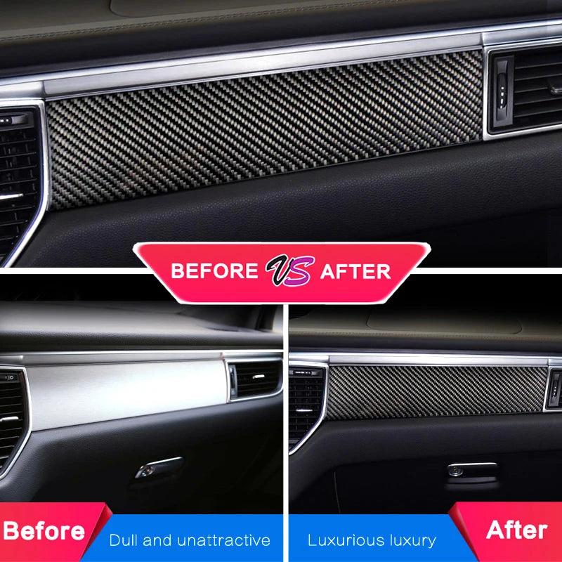 Car Styling For Porsche macan 2014-20 Carbon fiber Center Console Air outlet Dashboard Covers Stickers Interior Auto Accessories