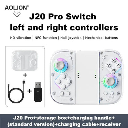 Retro Console Left And Right Aolion J20 Joy-Con Wireless Bluetooth Gamepad for Switch 2/1 PC iOS with Sensory Back Key
