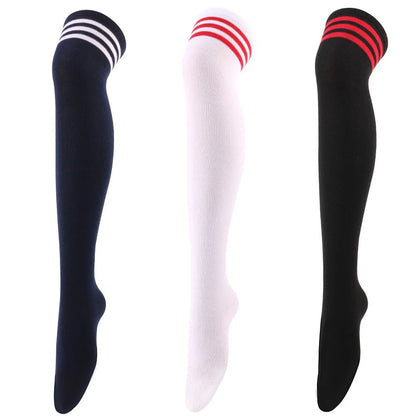 Women Jk Stockings Halloween Party Cosplay Socks Over Knee Thigh Socks Warm Stocking Women Boot Sock Triple Stripe Long Socks