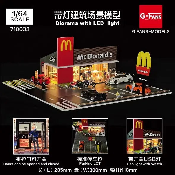 G-Fans 1:64 Tofu Shop header D Car Model scene Garage Storage ornaments Car model display, Boy toys.