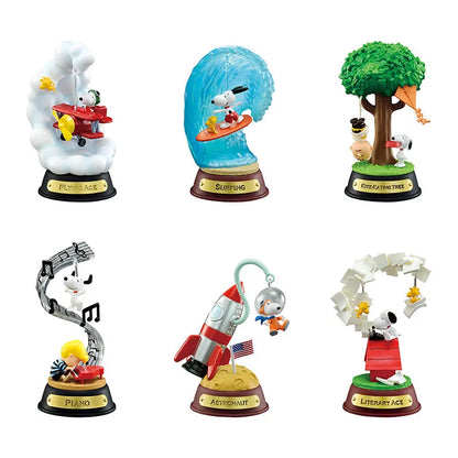 Rement Snoopy Swing Ornament Collection Mini Diorama Figure Blind Box Kawaii Display Swinging Scene Model Gift