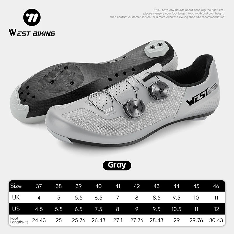 WEST BIKING Road Cycling Shoes Men Carbon Sole Dual Dial Breathable Racing Footwear 3 Hole Lock Cleat Lightweight Bike Shoes