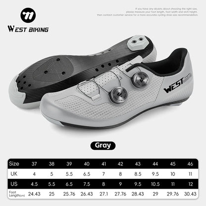 WEST BIKING Road Cycling Shoes Men Carbon Sole Dual Dial Breathable Racing Footwear 3 Hole Lock Cleat Lightweight Bike Shoes