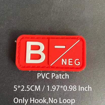 Small Patch with Hook,PVC Blood Type A B AB O POS NEG Emblemen,Patches Military Tactical Badges on Backpack,Outdoor Equipment