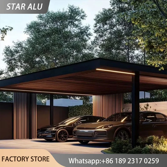 Modern Polycarbonate Carport Outdoor Car Garage Canopy Sunshade UV Protection Rain Shelter Aluminum Shelter for Courtyard