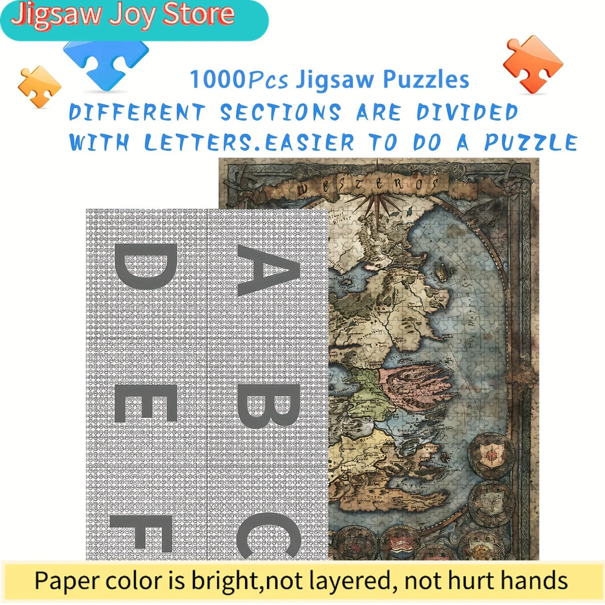 A  Puzzle Featuring a Seamless Map of Westeros, Perfect for Puzzle Enthusiasts. Ideal for Family Events Such As Halloween, Chr