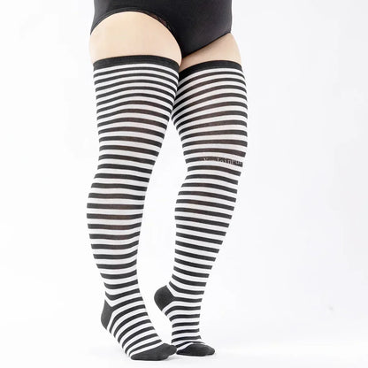 2026new Large Plus Size Thigh High Stockings White Black Over Knee Long Socks for Oversized Woman Thick Leg Warmer Autumn Winter