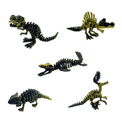 5-Piece 3D Printed Dinosaur Set with Movable Joints, Including Ankylosaurus, Sauron, and Spinosaurus, Home and Decor Display Pie