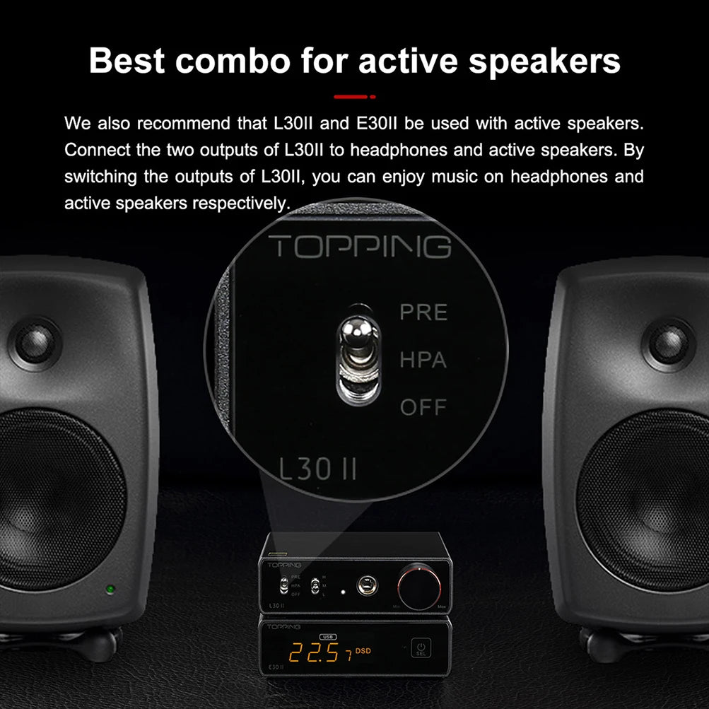 TOPPING E30 II 2x AK4493S DAC+TOPPING L30 II NFCA Headphone AMP+RCA Cable Hi-res Headphone Amplifier Audio Decoder RCA Cable Kit