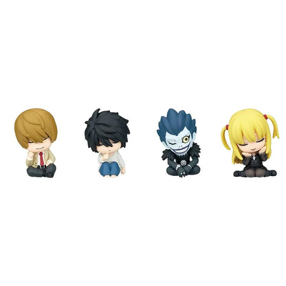 Death Note Sleeping Mini Figures 4pcs/Set L Misa Amane Light Yagami Ryuk Cute Anime Figurine Ornament Car Decor Capsule Toy Gift