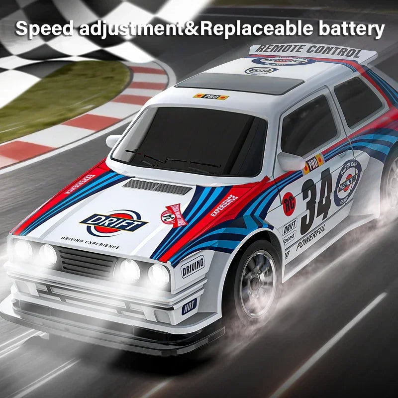 KF34 1/43 High Speed Drift RC Car With Light 2.4G 4WD Remote Control Mini GTR Racing Model Cars For Boys Kids Toy Gift