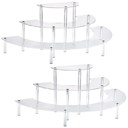 1/2pack Acrylic Display Riser 3 Tier Half Moon Cupcake Stand Clear Perfume Organizer Dessert Stand for Display for Food, Cupcake