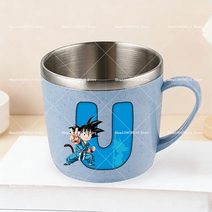 Dragons Ball 304 Stainless Steel Mouth Cup Goku Anime Kawaii Letter A-Z Coffee Milk Water Mug  Anti-scalding Camping Cups Gift
