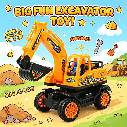 Large-Scale Boys Excavator Toy Car Inertia Baby Engineering Vehicle Digging Machine Model Children's Playset
