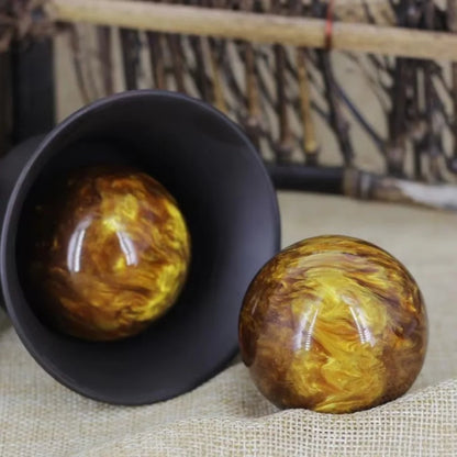 50MM Natural Resin Synthesis Golden Black Coral Sea Willow Beeswax Cure The Handball Ball collectible Gift