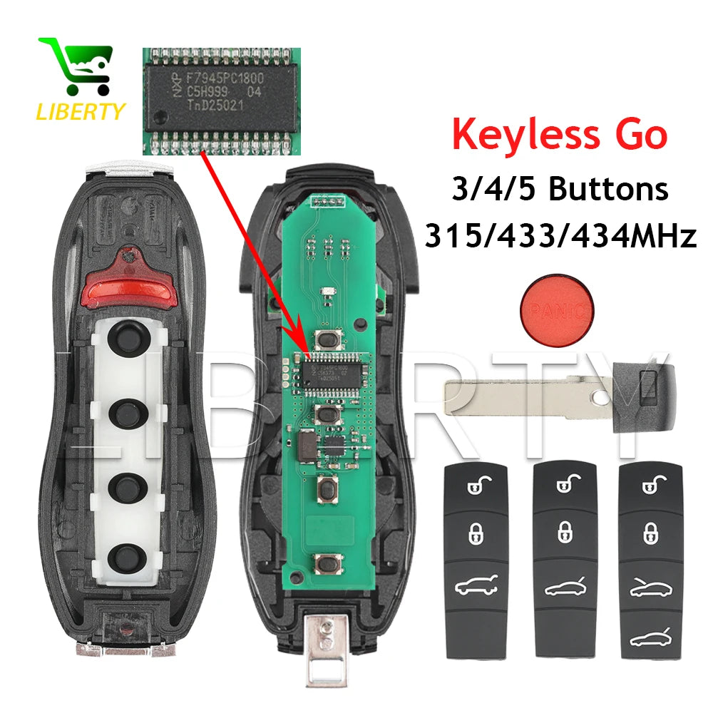Liberty For Porsche Cayenne Panamera Macan Boxster Cayman 911 958 315MHz 433MHz 434MHz PCF7945P Keyless Smart Remote Car Key Fob
