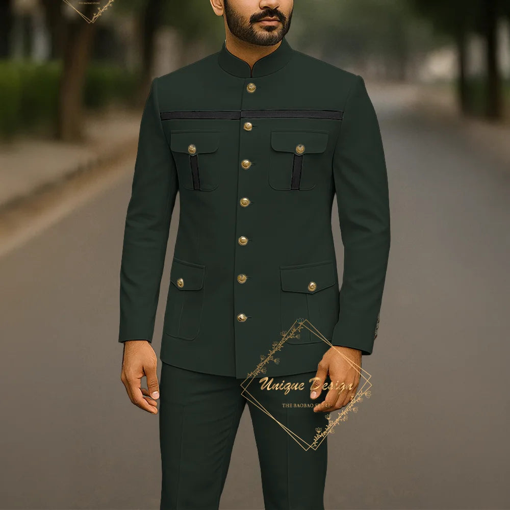 Ivory Formal Safari Suit Custom Made Indian Menswear for Wedding Groom Men's 2pcs Set Jacket Pants Slim Fit Party Dress