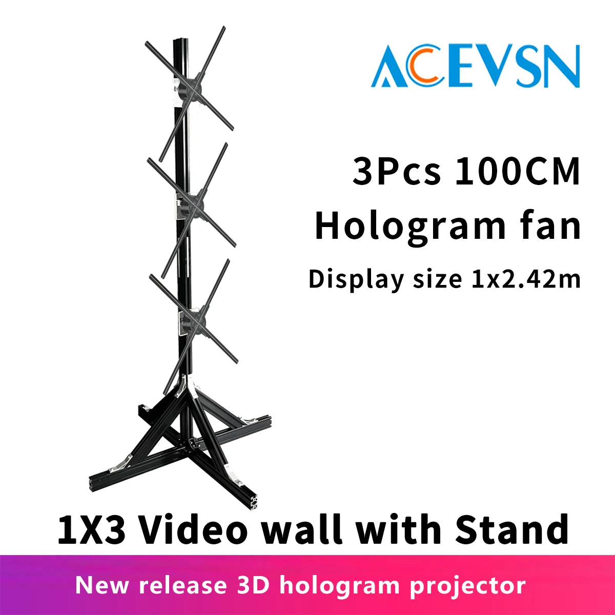 3pcs Hologram Projector Video Wall Synchronization Advertising Hologram Projector 3D LED Fan Display for Event New Year