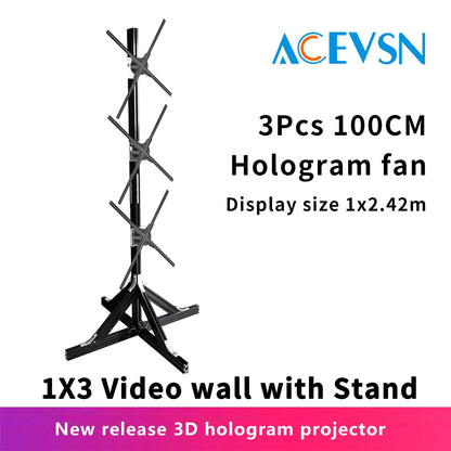 3pcs Hologram Projector Video Wall Synchronization Advertising Hologram Projector 3D LED Fan Display for Event New Year