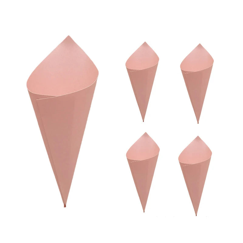 50Pcs Solid Paper Flower Egg Tube Wedding Confetti Cones Holder DIY Petals Lavender Wedding Bouquet Favor Birthday Party Decor