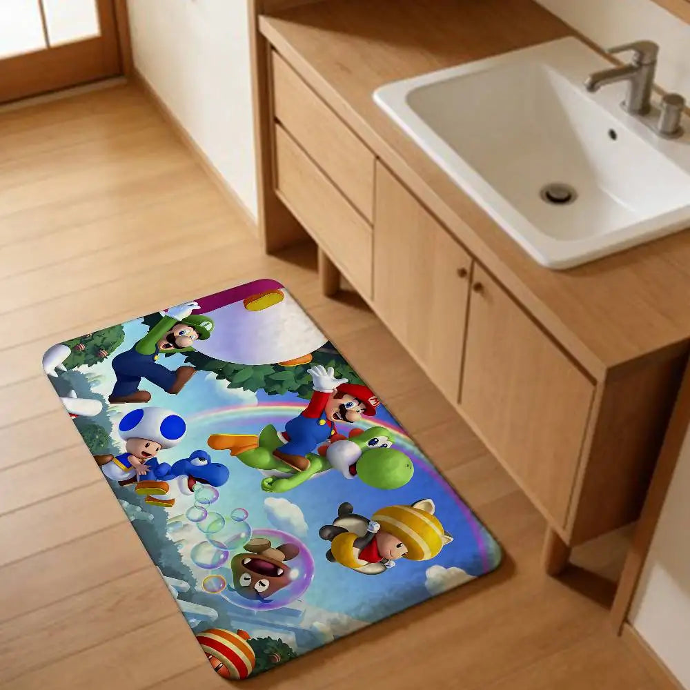 Game M-marioes Cartoon Bathroom Mat Anti-slip Absorb Water Long Strip Cushion Bedroon Mat Welcome Doormat