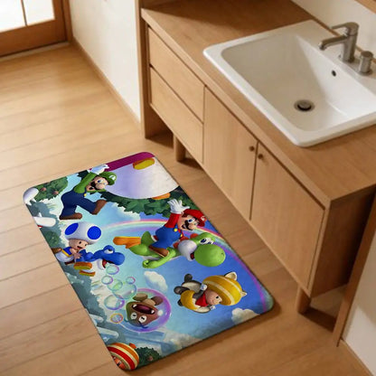 Game M-marioes Cartoon Bathroom Mat Anti-slip Absorb Water Long Strip Cushion Bedroon Mat Welcome Doormat