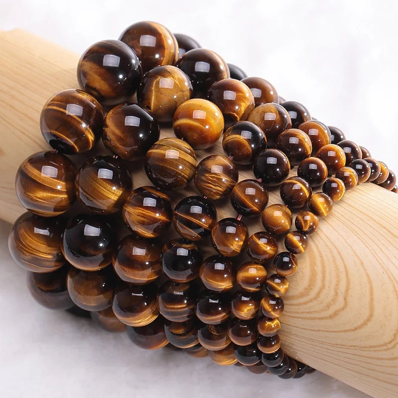 New Cool Motorcycle Riding Beaded Bracelet Men Natural 4/6/8/10/12mm Smooth Tiger Eyes Stone Braslet Outdoor Cycling Accessories