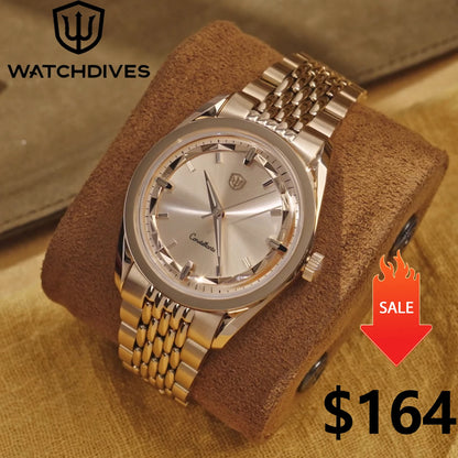 Watchdives WD1954 Rose Gold Watch VH31/VH60 Sweep Second Movement Top Hat Sapphire Crystal Luminous 100m Waterproof Watches