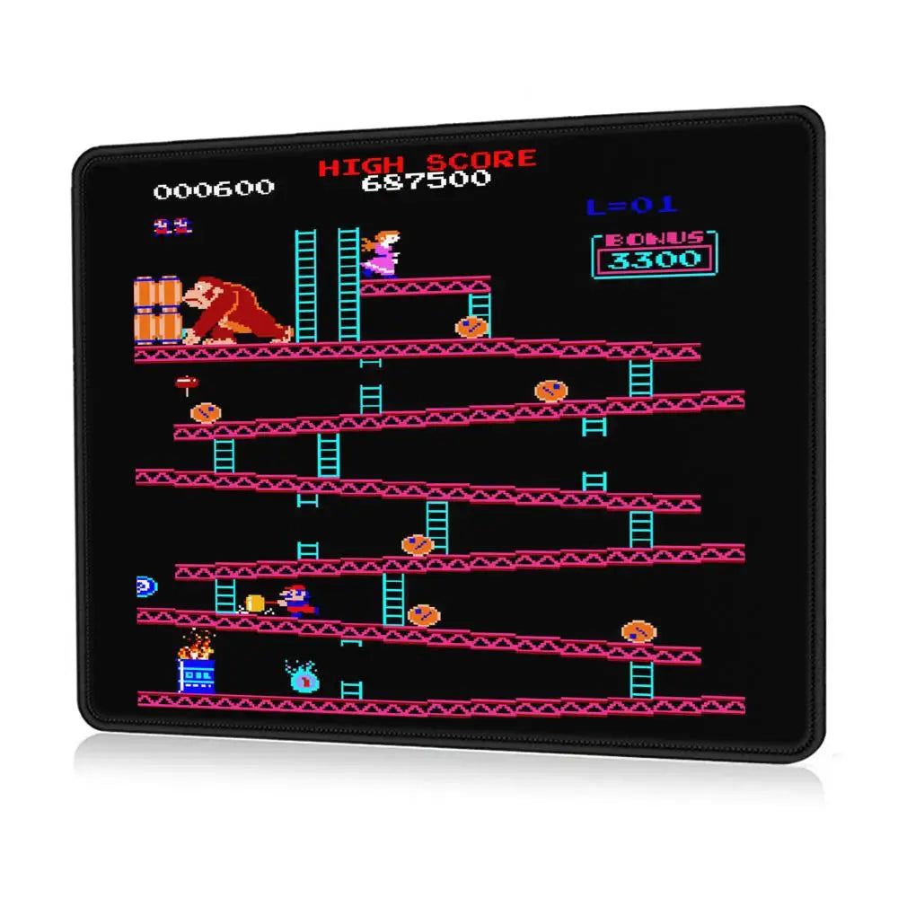 Donkey Kong Mouse Pad Square Non-Slip Rubber Mousepad with Stitched Edges Arcade Game Collage Gaming Computer PC Table Pads MatD