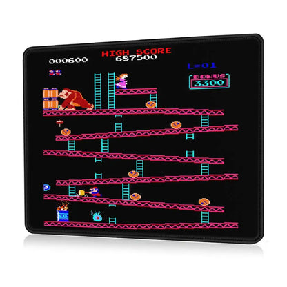 Donkey Kong Mouse Pad Square Non-Slip Rubber Mousepad with Stitched Edges Arcade Game Collage Gaming Computer PC Table Pads MatD
