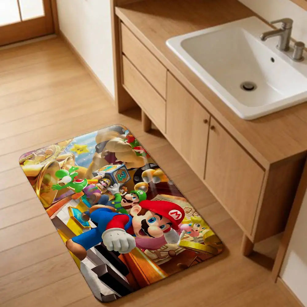 Game M-marioes Cartoon Bathroom Mat Anti-slip Absorb Water Long Strip Cushion Bedroon Mat Welcome Doormat
