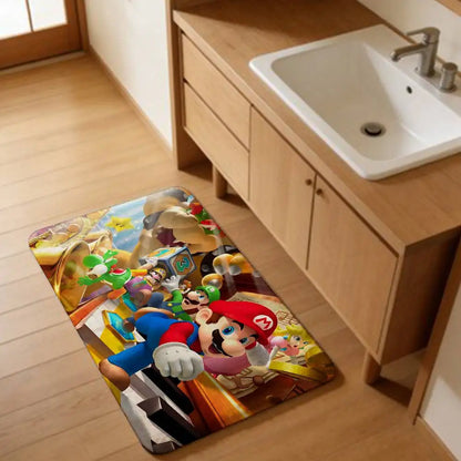 Game M-marioes Cartoon Bathroom Mat Anti-slip Absorb Water Long Strip Cushion Bedroon Mat Welcome Doormat