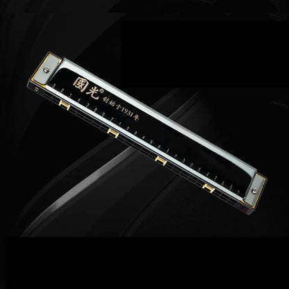 Guoguang 24-Hole 28-Hole Polyphonic Harmonica in C Key for Adults, Beginners, and Students, Entry-Level Performance Instrument, Commemorative Harmonica, Wide-Range Harmonica