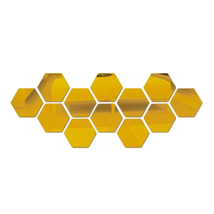 3D Hexagon Adhesive Decals Hexagon Shape Mirror Wall Stickers for Living Room DIY Mirror Wall Mural Modern Art Home Decor 6/12Pc